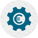icône représentant un engrenage avec en son centre un symbole euro.