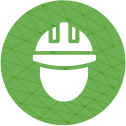 icône représentant une tête pourvu d'un casque de chantier et qui sert à mettre en avant la catégorie Hygiène, Sécurité et Environnement.